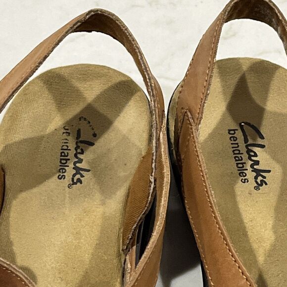 Clarks Womens Bendables Leather Comfort Sandals Light Brown Slingback Sz 10 - Picture 8 of 12